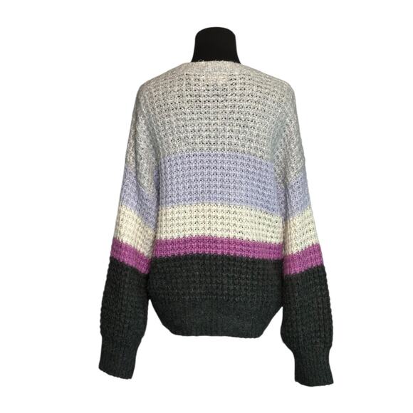 Universal Thread Purple Lilac Grey Striped Waffle Knit Sweater Size XS - Picture 2 of 11